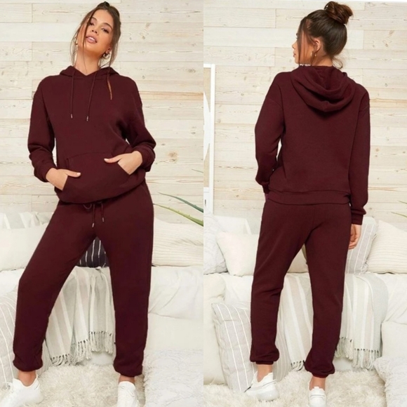 OhKayCloset Boutique Pants - LARGE Wine Down Soft fleece lined Sweats